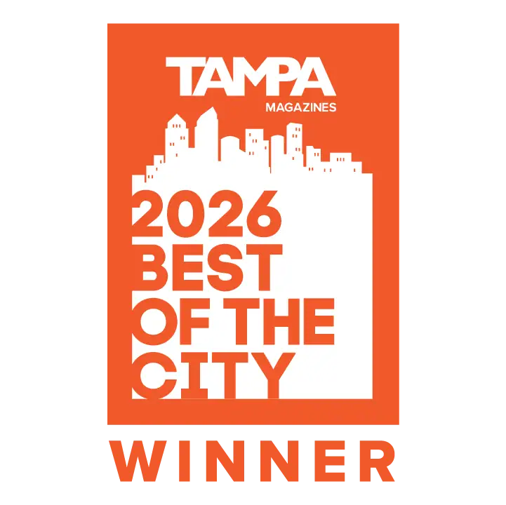 Award badge: orange poster reading '2026 Best of the City' with white skyline silhouette and bold 'WINNER' at the bottom.
