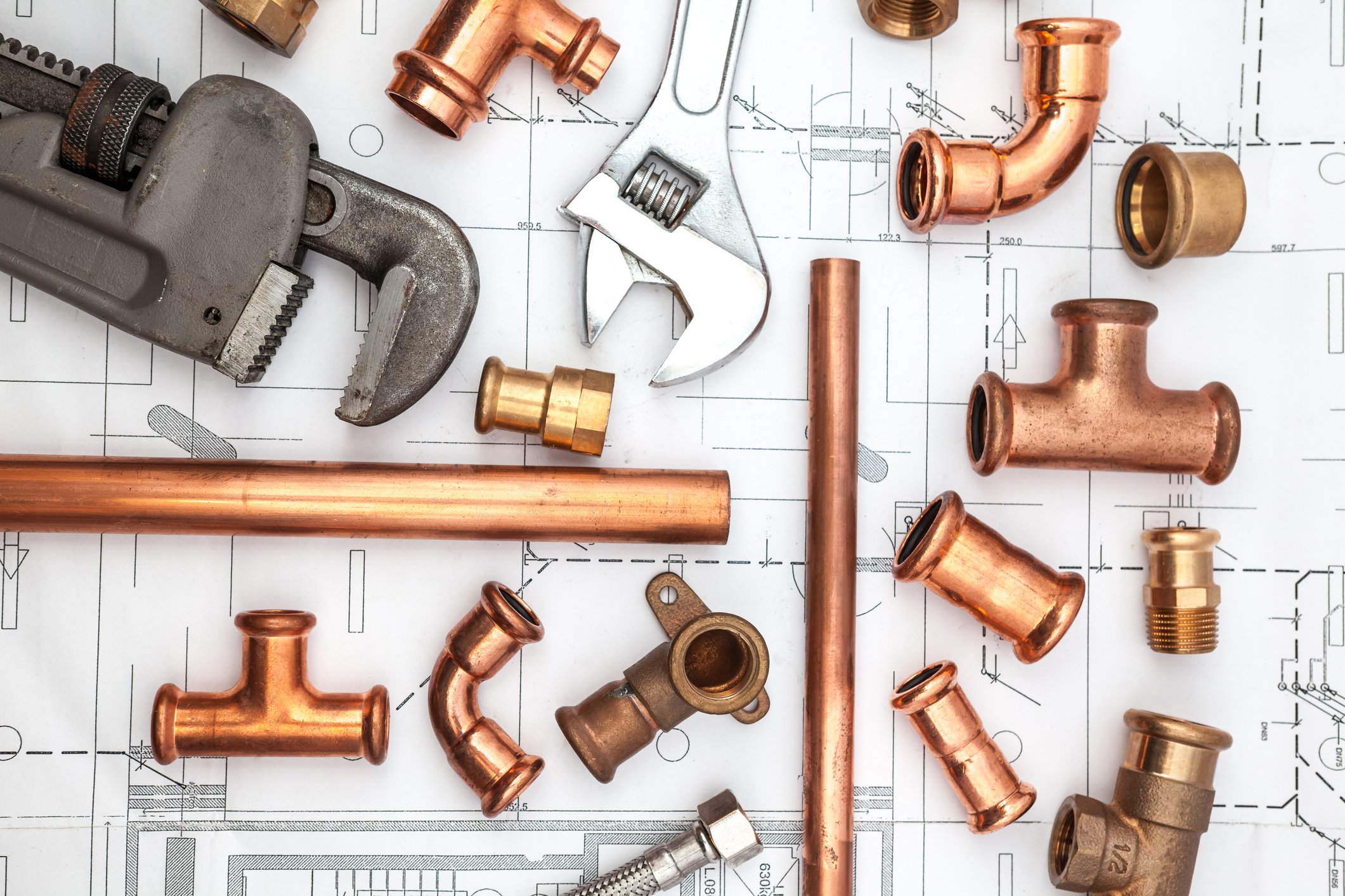 Plumbing Tools Over Plans